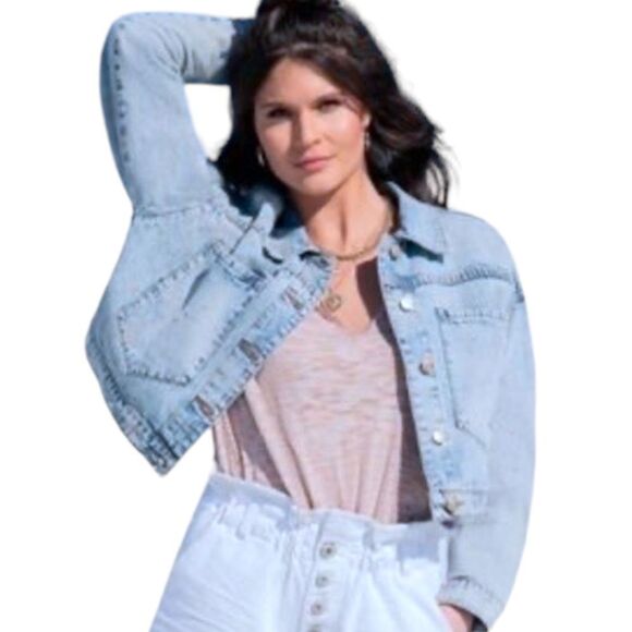 STS BLUE | Alice Crop Jacket Denim Oversized Pockets Size Small - Picture 1 of 7